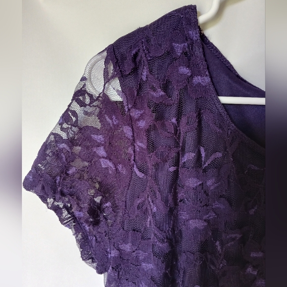 Isaac Mizrahi Lace Womens Top Size L Color Purple - Picture 3 of 10